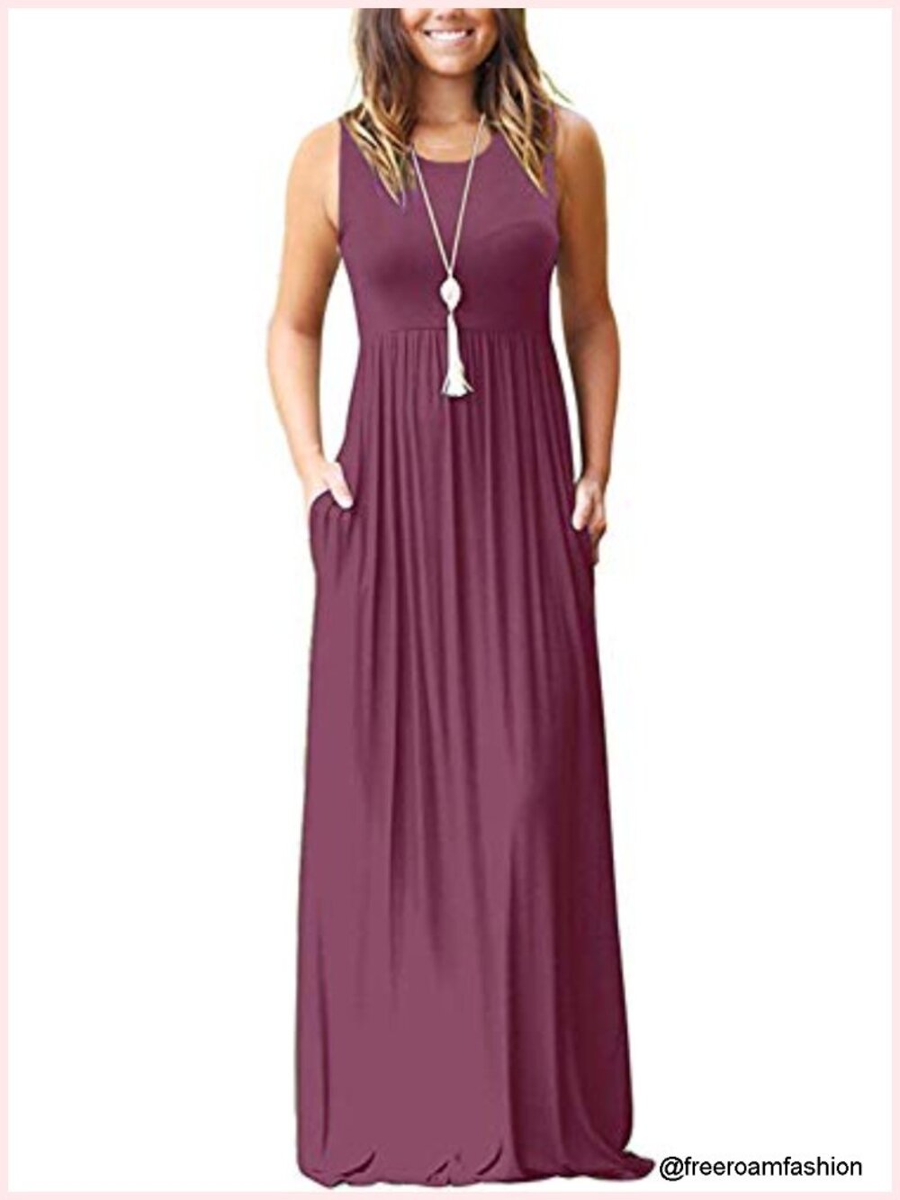Women's Loose Plain Maxi Dress with Pockets